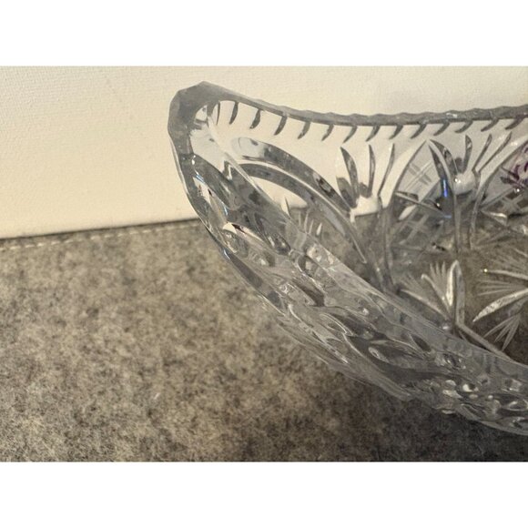 Vintage Poedbrady Bohemian Crystal 8point Star Pinwheel Design oval Boat Shape B - Picture 7 of 7